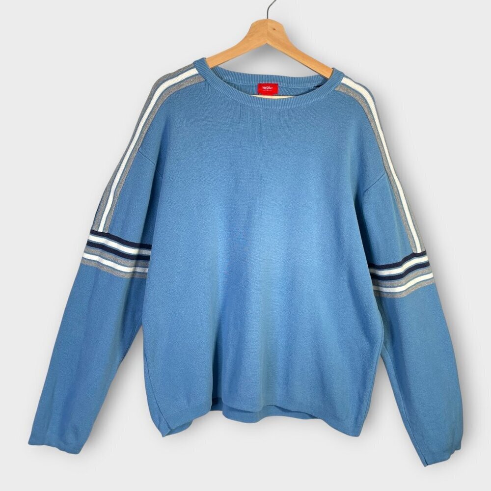 Vtg Mossimo Sweater Tag is XXL (Fit is XL) Blue Retro Slim Fit Skate Y2K
